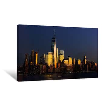 Image of One World Trade Center and Lower Manhattan at Sunset Canvas Print