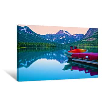 Image of Swiftcurrent Lake Kayaks Canvas Print