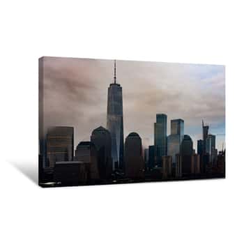 Image of One World Trade Center on Foggy Morning 1 Canvas Print