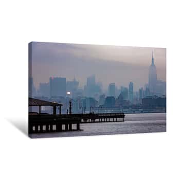 Image of Midtown Manhattan and Empire State Building on a Foggy Morning Canvas Print