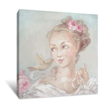 Image of French Lady With Bird Canvas Print