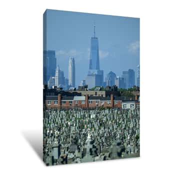 Image of St. Michael\'s Cemetery With One World Trade Center Canvas Print