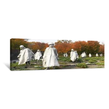 Image of Statues Of Army Soldiers In A Park, Korean War Memorial, Washington DC, USA Canvas Print