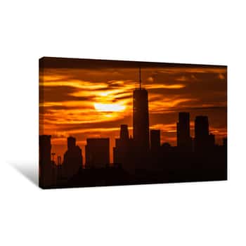 Image of Sun Rising Behind One World Trade Center Canvas Print