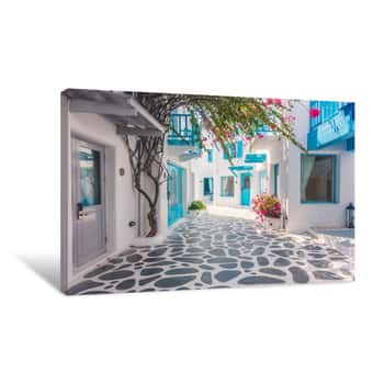 Image of Beautiful Architecture With Santorini And Greece Style Canvas Print
