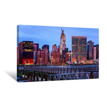 Image of United Nations and Chrysler Building at Sunrise Canvas Print