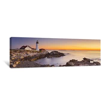 Image of Portland Head Lighthouse, Maine, USA At Sunrise Canvas Print