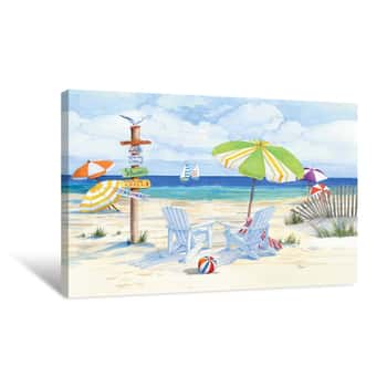 Image of Beach Signs Adirondack Chairs Canvas Print