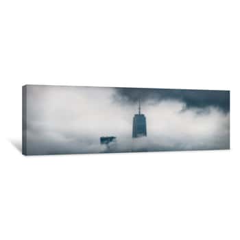 Image of Panoramic of Freedom Tower Clouds 2 Canvas Print