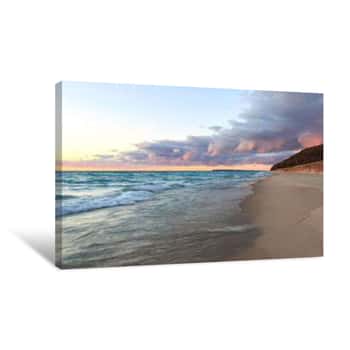 Image of Sunset Clouds Over Sleeping Bear Dunes - Lake Michigan Canvas Print