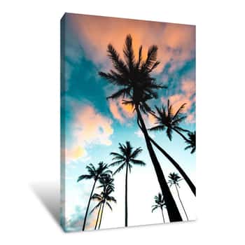 Image of Palm Tree Sunrise Canvas Print