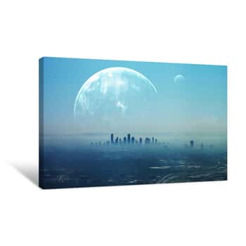Image of View Of Futuristic City  This Image Elements Furnished By NASA Canvas Print