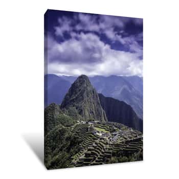 Image of Vertical Picture Of The Lost Inca City Of Machu Picchu Ruins  Canvas Print