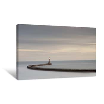 Image of Lighthouse on Long Pier Canvas Print