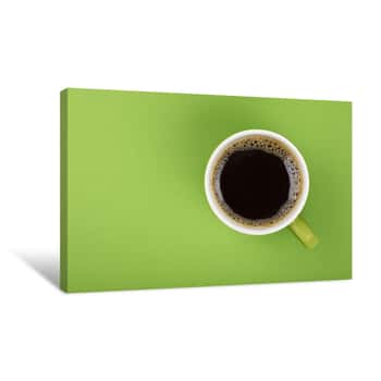 Image of Americano Black Coffee In Full Big Cup On Green Canvas Print