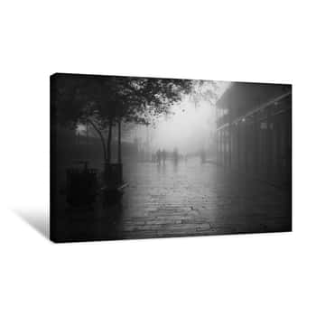Image of New Orleans In The Fog In Black And White Canvas Print