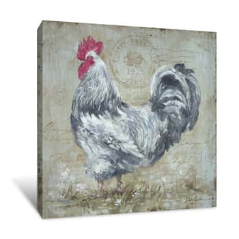 Image of Parisian Postmarked Rooster I Canvas Print
