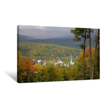 Image of High Angle View Of Buildings, Stowe, Vermont, USA Canvas Print