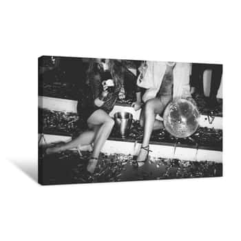 Image of Friends Having Fun In The Disco Canvas Print