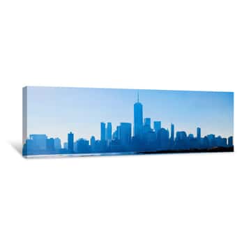 Image of Panoramic View of Lower Manhattan and One World Trade Center at Night 5 Canvas Print