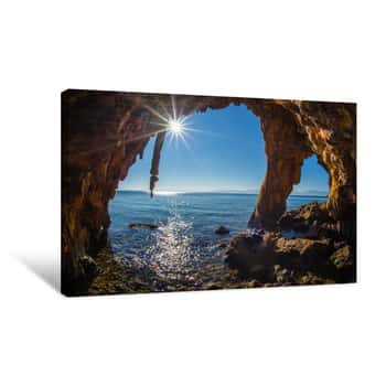 Image of Rock Formations On The Beach  In Loutra Edipsou, Evia, Greece Canvas Print