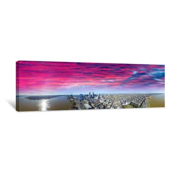 Image of New Orleans, LA  Aerial Panoramic View At Sunset Canvas Print