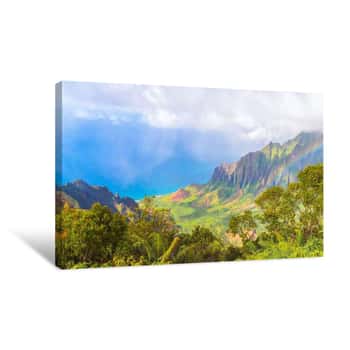 Image of Amazing View Of The Kalalau Valley And The Na Pali Coast, Kauai Canvas Print