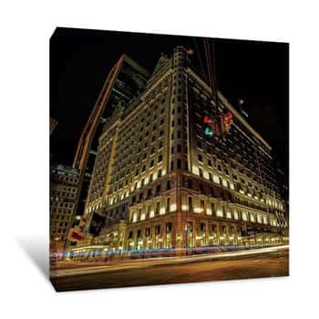 Image of Night View of The Plaza Hotel Canvas Print