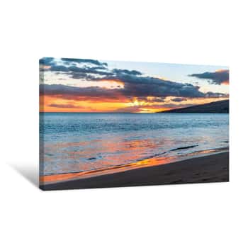 Image of Sunset Over the Beach    Canvas Print
