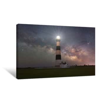 Image of Milky Way Galaxy Rising Behind Bodie Island Lighthouse  Canvas Print