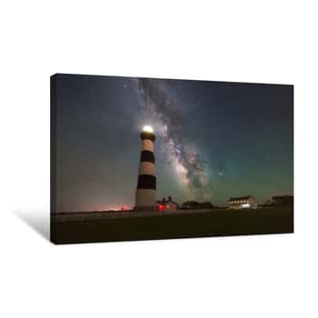 Image of Milky Way Galaxy Next To Bodie Island Lighthouse  Canvas Print