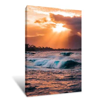 Image of Waves at Sunset Canvas Print