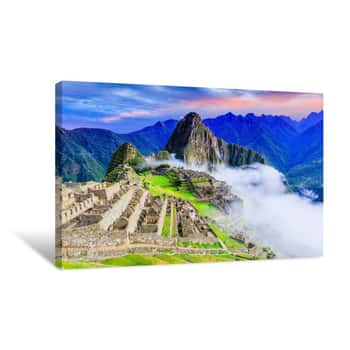Image of Machu Picchu, Peru  UNESCO World Heritage Site  One Of The New Seven Wonders Of The World Canvas Print