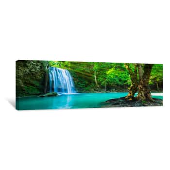 Image of The Beautiful Waterfall At Deep Tropical Rain Forest Canvas Print