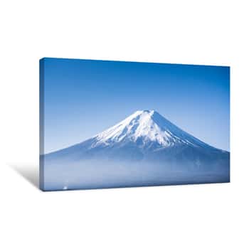Image of Close Up Peak Of Fuji Mountain With Beautiful Clear Sky Canvas Print