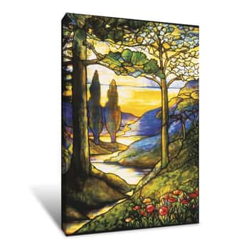 Image of A Fine Leaded Glass Scenic Window Canvas Print