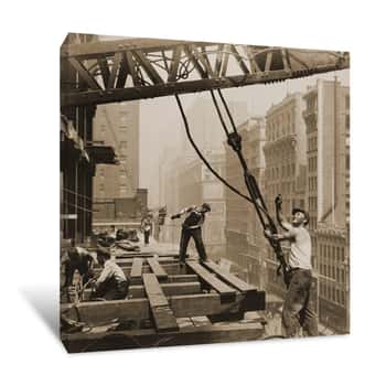 Image of Construction Workers Empire State Building Canvas Print