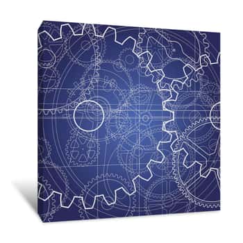 Image of Gears Blueprint Canvas Print