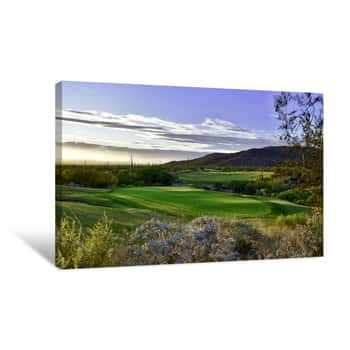 Image of Green In A Desert Golf Course Canvas Print