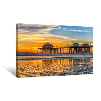 Image of Huntington Beach Pier At Sunset   Canvas Print