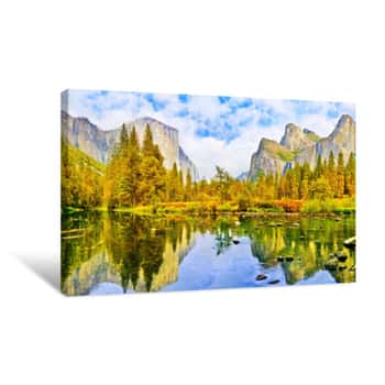 Image of Valley View In Yosemite National Park In Autumn     Canvas Print