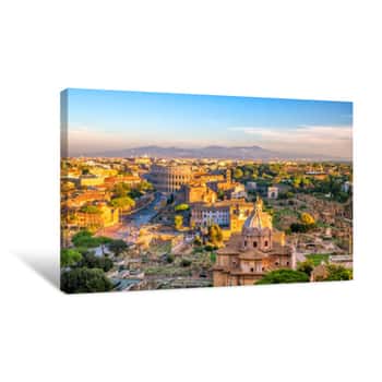 Image of Top View Of  Rome City Skyline From Castel Sant\'Angelo Canvas Print