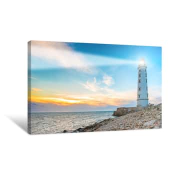 Image of Lighthouse At Night Canvas Print