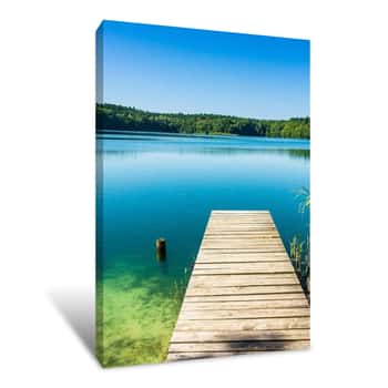 Image of Landscape On A Lake With Trees and Blue Sky Canvas Print