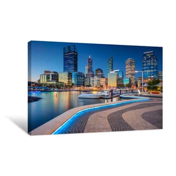 Image of Perth  Cityscape Image Of Perth Downtown Skyline, Australia During Sunset  Canvas Print