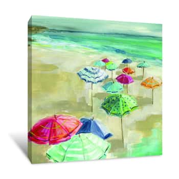 Image of Umbrella Beach I Canvas Print