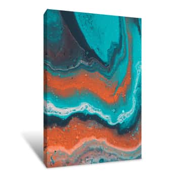 Image of Abstract Texture With Blue And Orange Oil Paint Canvas Print