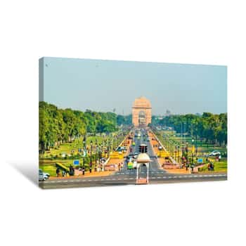 Image of View Of Rajpath Ceremonial Boulevard From The Secretariat Building Towards The India Gate  New Delhi Canvas Print