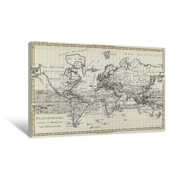 Image of Map of the World Using Mercator Projection Canvas Print