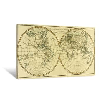 Image of Map of the World in Two Hemispheres Canvas Print